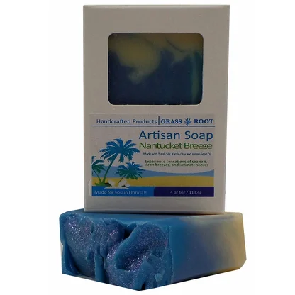 Hand Crafted 4oz Soap Bars made with Tussah Silk, Nantucket Breeze - Image 3