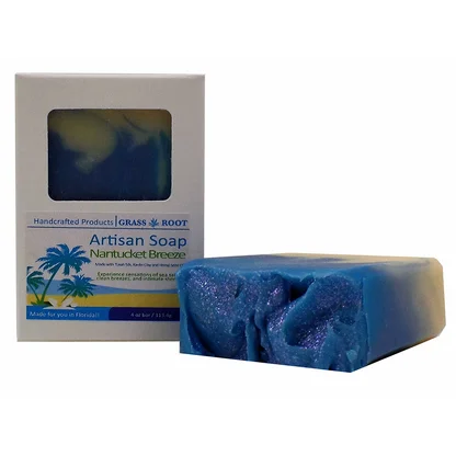 Hand Crafted 4oz Soap Bars made with Tussah Silk, Nantucket Breeze