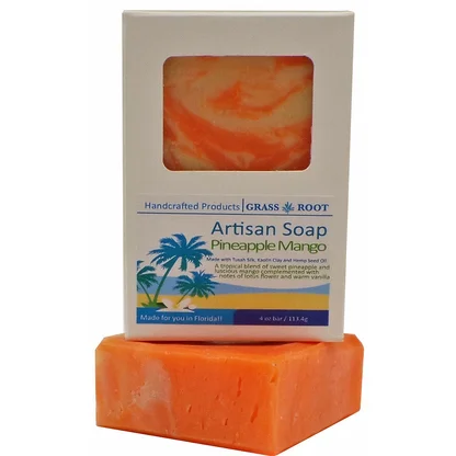 Hand Crafted 4oz Soap Bars made with Tussah Silk, Pineapple Mango - Membership
